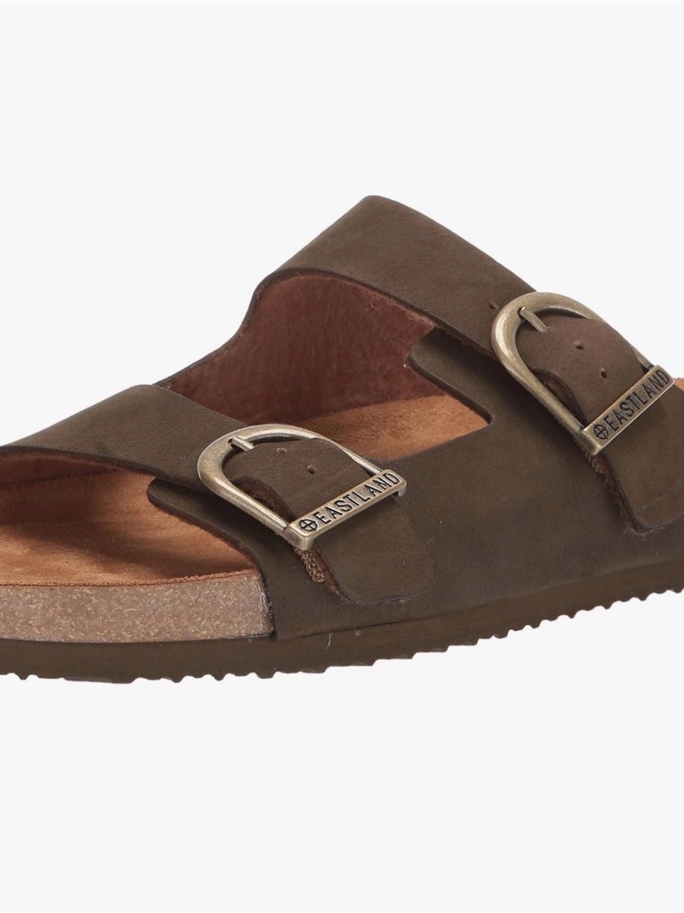 Olive Nubuc Eastland Men's Brown Double-Buckle Slide Sandals